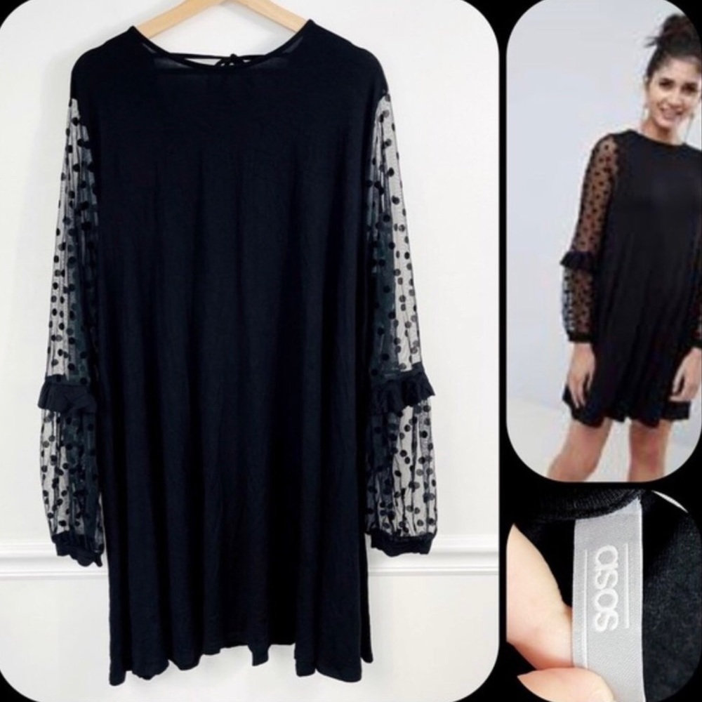 ASOS black sheer sleeve dress size 6